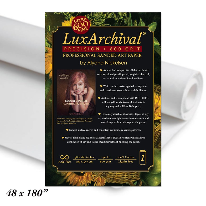 LuxArchival® 600 Grit Sanded Art Paper Roll — 48" × 5 yd