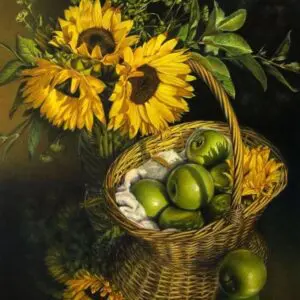 Portrait of Flowers and Fruits in Basket